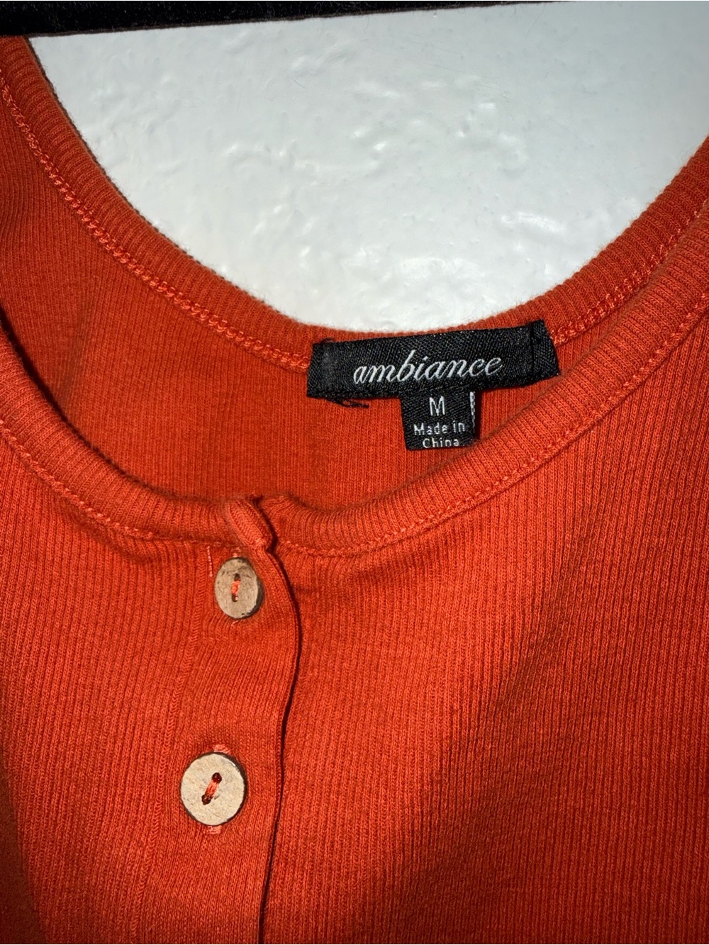Ambiance Rust Orange Ribbed Button Tank - Picture 2 of 4